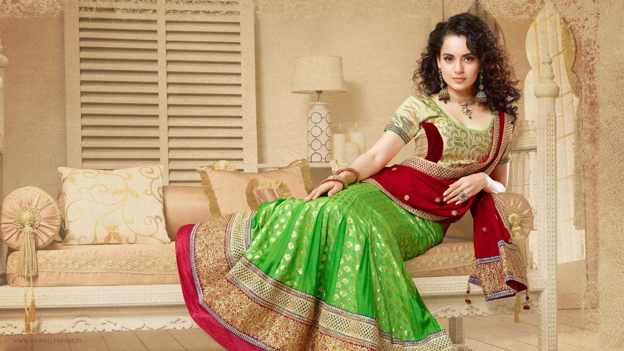 A bride showing her mehndi dress