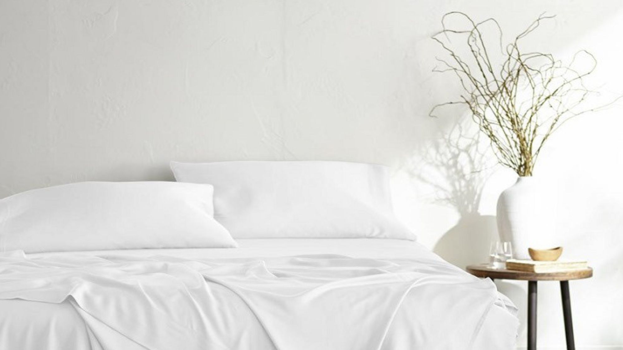 Clean and white anti-allergy bed linens