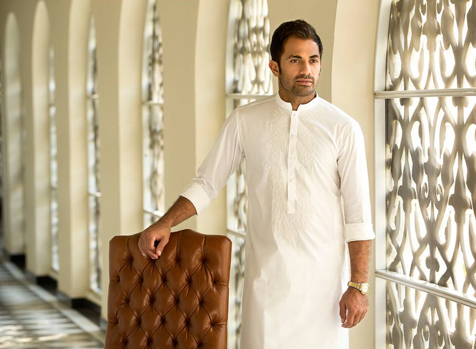 Cricketer Wahaz Riaz in his Eid outfit