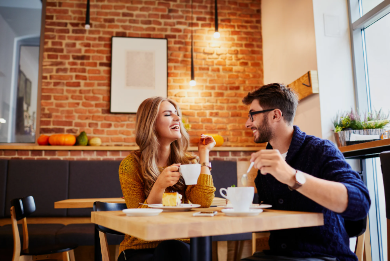 Couple sitting in dining room