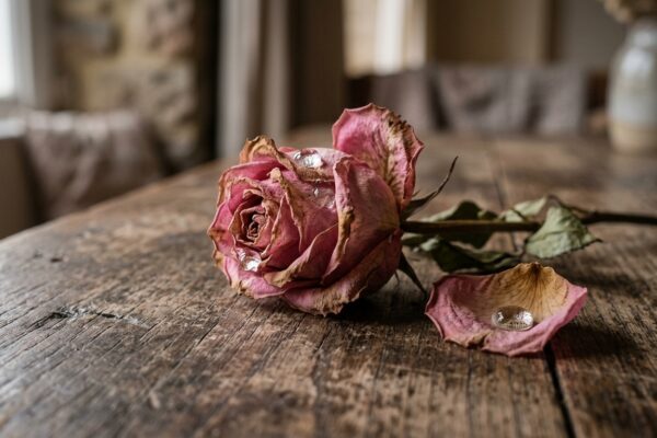 tears on a withered flower