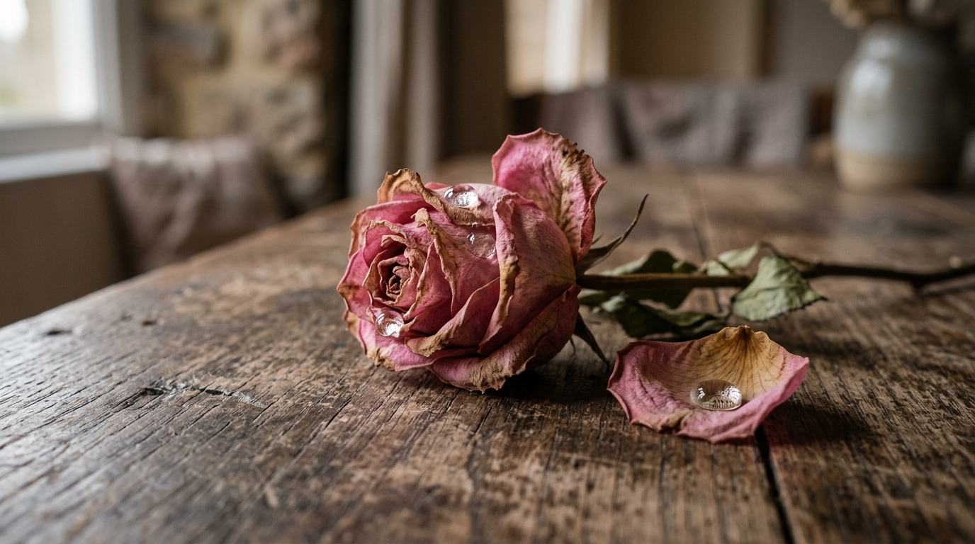 tears on a withered flower
